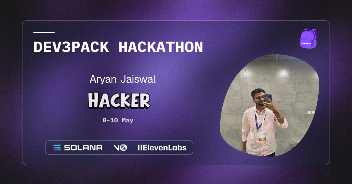 Aryan Jaiswal's Dev3pack hacker card