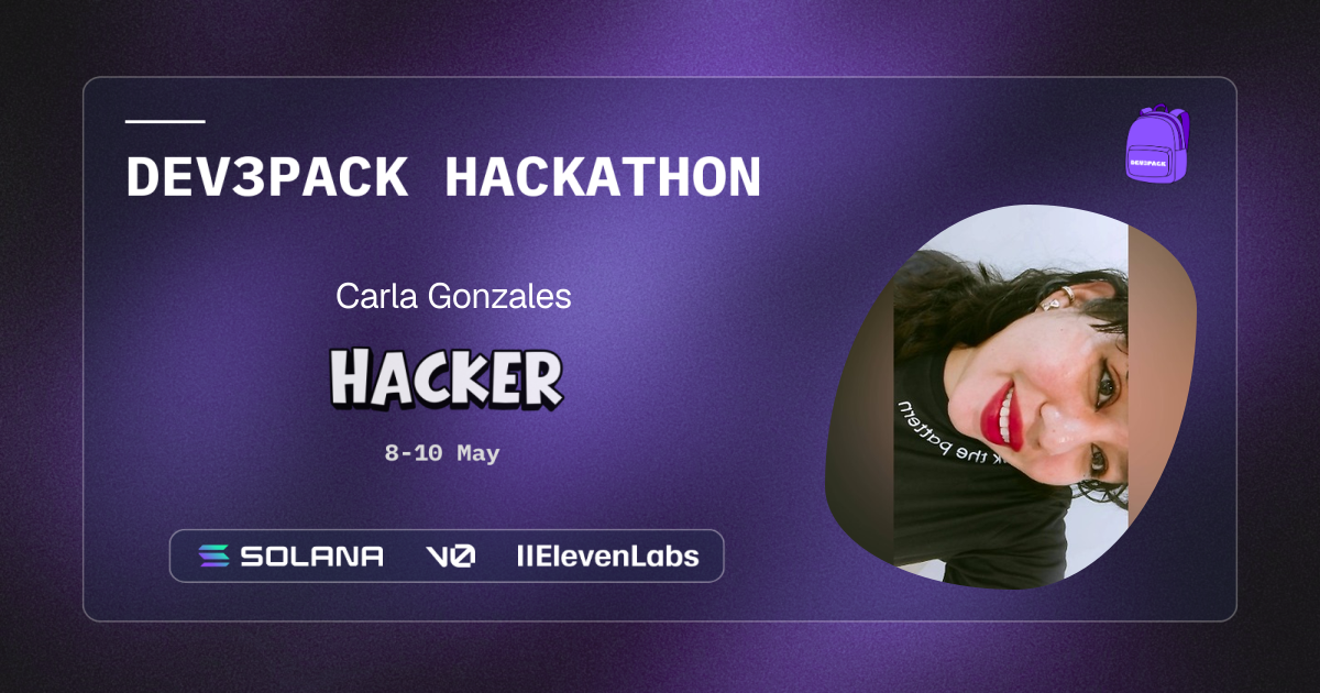 Carla Gonzales's Dev3pack hacker card
