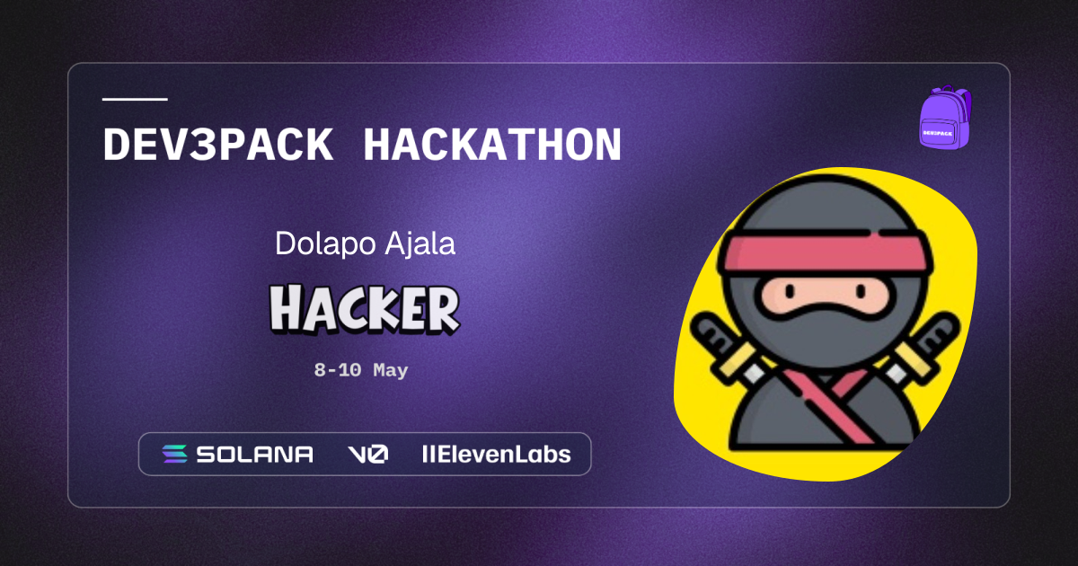 Dolapo Ajala's Dev3pack hacker card